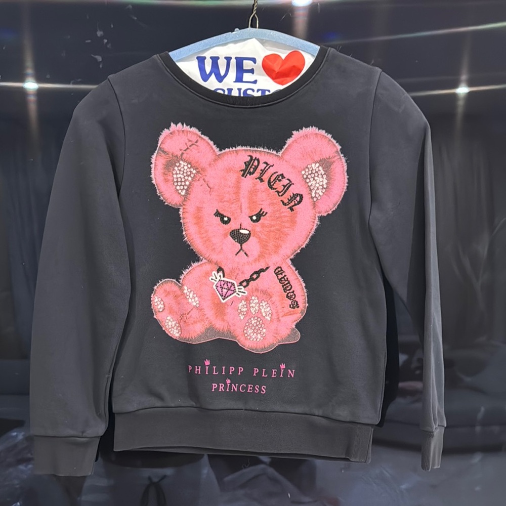 Philipp Plein Black and Pink Butterfly Sweatshirt